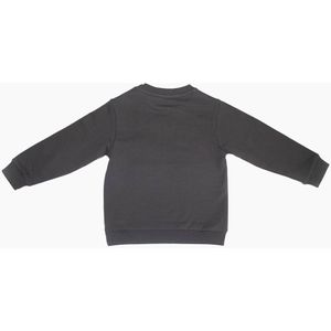 Little Chiq baby sweater antraciet | “Official Badass” print | Stoer met knoopjes op de schouder | 0-24 maanden