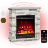 Klarstein - Lienz - Elektrische Haard - Lichtgrijs - 2 Verwarmingsniveaus 900/1800 W, LED Vlam Illusie, Timer, Afstandsbediening