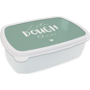 Broodtrommel Wit - Lunchbox - Brooddoos - Quote - Koken - Dough - Deeg - Taarten - Pizzas - Keuken - Kok - Spreuken - 18x12x6 cm - Volwassenen