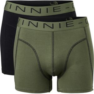 Vinnie-G Boxershorts 2-pack Black/Forest Green Combo - Maat L - Heren Onderbroeken Zwart/Donkergroen - Geen irritante Labels - Katoen heren ondergoed