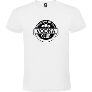 Wit  T shirt met  "" Member of the Vodka club ""print Zwart size XS