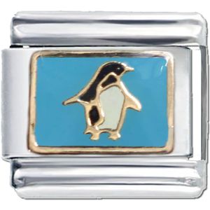 Schakel - Bedel - Pinquin - 9mm - Geschikt voor Nomination armband - Italiaanse Schakelarmband - Blauw