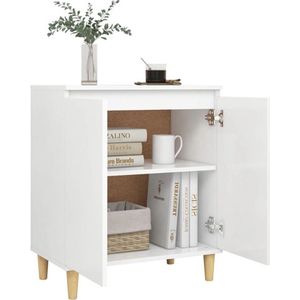 vidaXL Dressoir - Dressoirs - Sideboard - Sideboards - Dressoir met massief houten poten 60x35x70 cm bewerkt hout wit