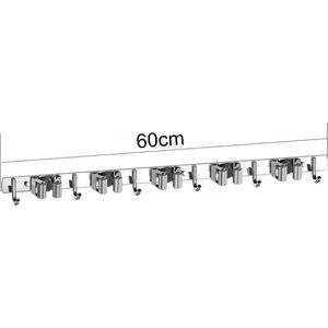 Ophangsysteem tuingereedschap - Bezem ophangsysteem - 5 houders en 6 haken - COLDINE