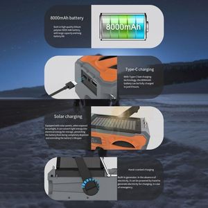 Solar Hand Crank Radio met 4000mAh Batterij voor Buiten