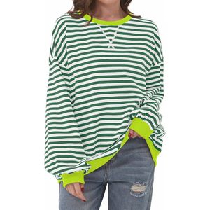 Dames oversized sweatshirt met contrasterende kleuren en gestreept ontwerp - Casual herfst en winter top