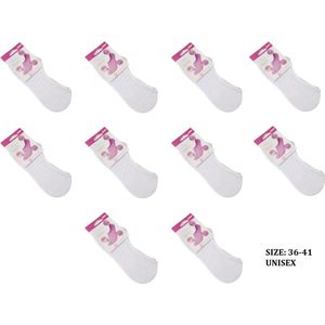 10-Pack Kousenvoetjes Wit - Unisex Maat 36-41- Elastisch en Comfort - Katoen- Zomer sokken voor dames en heren