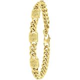 Lucardi Heren Gerecycled stalen goldplated armband surinaamse mattenklopper - Armband - Staal - Goudkleurig - 22.5 cm