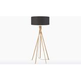 GOOD&MOJO Vloerlamp Kilimanjaro - Donkergrijs/Bamboe - Ø60cm - Scandinavisch,Bohemian - Staande lampen voor Woonkamer - Slaapkamer