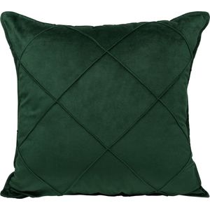 QUVIO Kussensloop met ruit patroon - 50 x 50 cm - Fluweel - Donker Groen