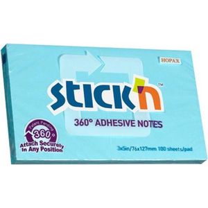 Stick'n Adhesive Notes - Memoblok - 360° - 76x127mm - Blauw - 100 Sheets