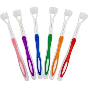 6-pack tandenborstels voor volwassenen en kinderen | Autisme tandenborstel met zachte borstelharen | Drievoudige kop voor diepgaande reiniging