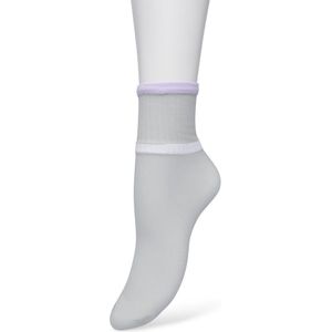 Bonnie Doon Sportieve Dames Sokken maat 36/42 Grijs met Paars - Met Rib Detail en Bies - Zeer zacht - Vochtregulerend - Sporty Micro Sock - Platte naden - Uitstekend Draagcomfort - Sportief - Grey/Purple - BP221429.241