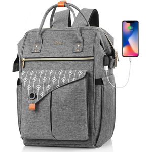 Rugzak voor dames, laptoprugzak, schoolrugzak met USB-aansluiting voor werk, wandelen, reizen voor 17.3inch