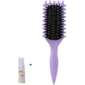 Aurgan Curl Styling Haarborstel Paars met 10ml Aurgan arganolie - krullenborstel - volumieus haar - krullenkam - antiklit
