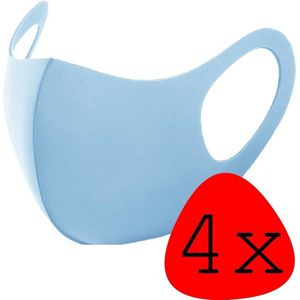 Wasbaar Mondkapje Blauw Wasbaar Mondmasker Elastisch Mondkapjes - 4 stuks