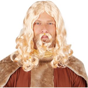 dressforfun - Herenpruik Viking, blond - verkleedkleding kostuum halloween verkleden feestkleding carnavalskleding carnaval feestkledij partykleding - 301122