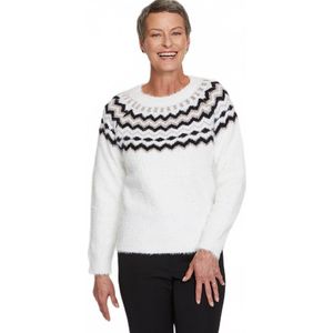 Trui met ronde hals in zonnig jacquardbreisel