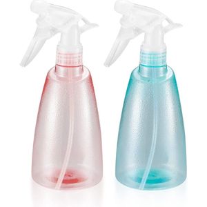 Spuitflessen - 2 stuks - 500 ml - Plantenwaterspuitflessen - Plastic verstuiverspuitflessen - Spuiten voor huishoudelijk gebruik, tuin, kappers, planten, bloemen - Roze en groen