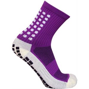 New Age Devi - 2 paar Gripsokken - Sportsokken - Gripsokken Voetbal - Paars/Wit - Grip Socks - Pilates Sokken - Yoga Sokken - Anti Blaren - One Size - Compressie - Voetbal