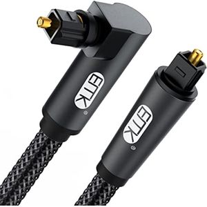 Optische Audiokabel 90 Graden Roteerbaar - Flexibele Toslink Kabel voor Blu-ray Player, Soundbar en HDTV (5M)