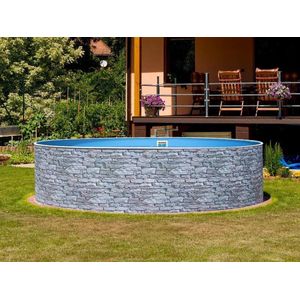 Staalwand zwembad Azuro - liner zwembad - steen design - Afmeting: 4,60 x 1,20 m