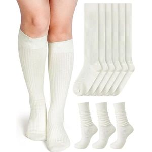 Daity 3 Paar - Sokken - Damessokken - Kuitsokken - Vloersokken - Katoenen sokken - Compressiesokken - One Size - Wit