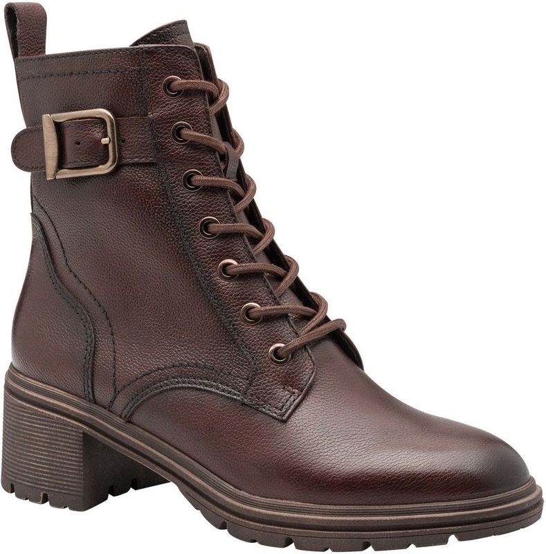 Tamaris - Enkellaarsje - Bruin - Lace Boots - Plateauzool 4 cm