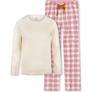 Little Label - dames pyjama-set grote roze ruit S/36-388 - Zachte BIO Katoen