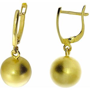Gouden Hang Oorbellen | Bolletje | 25 mm | 10 mm | 14 karaats