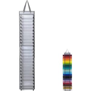 Vinyl Rollenhouder met 24 Vakken – Ophangbare Organizer voor Vinyl en Inpakpapier – Ruimtebesparende Vinyl Opbergoplossing – Wandhouder voor Knutsel- en Cadeaupapier – Grijs