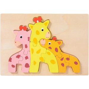 Houten dieren puzzel - Giraffen - 8 stukjes - Vanaf 2 jaar - Kinderpuzzel - Educatief montessori speelgoed - Grapat en Grimms style