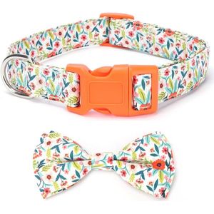 Zachte comfortabele afneembare en verstelbare vlinderdas halsband voor meisjes vrouwen kleine middelgrote grote honden (M oranje1)