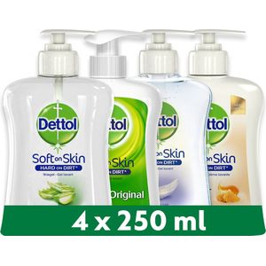 Dettol - 1L Handzeep - Antibacterieel - Aloë Vera 1x250ml Original 1x250 ml Gevoelige Huid 1x250ml -  LHS care+ Honing/Shea Droog 1x250 -Voordeelverpakking