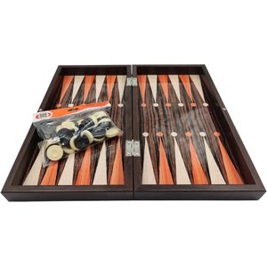 Kleine houten Backgammon koffer - Reiseditie - kleur ebbenhouten - Maat S 25cm - met sterke magnetische sluiting
