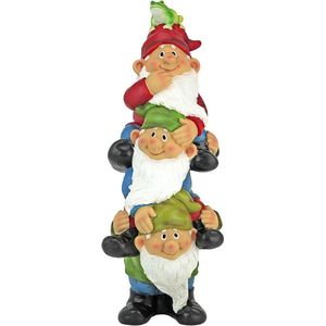 Tuinkabouter standbeeld - Toren van drie kabouters - Grappige gazonkabouters standbeelden