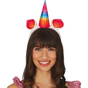 Fiestas Verkleed haarband Unicorn/eenhoorn - regenboog gekleurd - meisjes/dames - Fantasy thema
