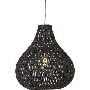 QAZQA lina - Retro Hanglamp eettafel - 1 lichts - Ø 45 cm - Zwart - Woonkamer | Slaapkamer | Keuken