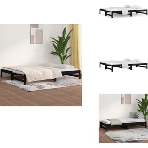 vidaXL Slaapbank - Slaapbanken Bedbank - Bed Bank - Slaap Bank - Slaapbank uitschuifbaar massief grenenhout zwart 2x(90x200) cm