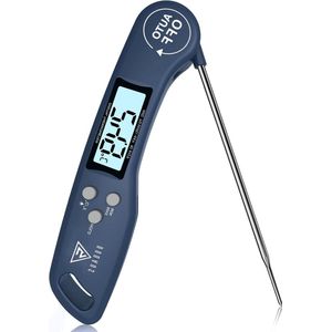 Digitale Vleesthermometer Directe Uitlezing-DOQAUS Keukenthermometer met Lange Sonde-LCD-scherm voor Keuken Grill BBQ-Blauw
