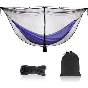 Camping hangmatnet, licht outdoor muggennet, 360 graden beschermend polyesternet met dubbelzijdige ritssluiting, touw en opbergtas (zonder hangmat)