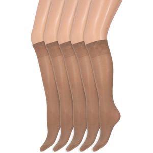 Glans pantykousen | Kniekousen | 35 Denier | Merk: Marianne | One Size | Kleur: Muscat | 5 Paar