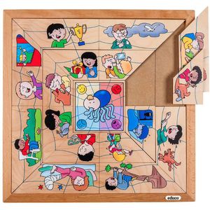 Educo Spinsorteerpuzzel Emoties - Houten speelgoed - Houten puzzel - Educatief speelgoed - Kinderspeelgoed - Kinderspellen - Vanaf 3 jaar