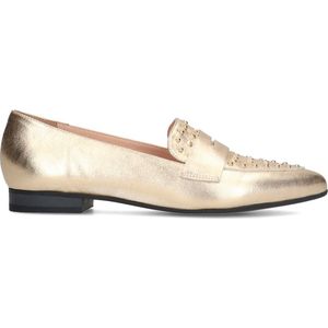 Manfield - Dames - Metallic leren loafers met goudkleurige studs - Maat 38