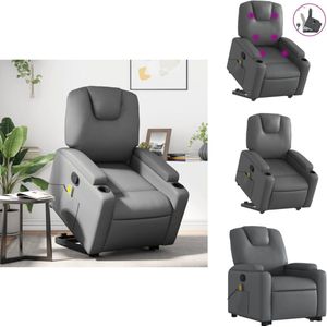 vidaXL Sta-op-massagestoel - Sta-op-massagestoelen - Sta-opstoel - Sta-op Stoel - Sta-op-massagestoel verstelbaar kunstleer grijs