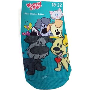 Woezel en Pip - Sokken - 2 Paar - Blauw en Groen - Maat 19-22