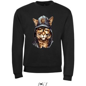 Sweatshirt 2-158an08 Kat met gouden kettingen