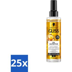25 x Gliss - Hair Repair - Anti-Klitspray - Oil Nutritive - Makkelijk Doorkambaar Haar - 200 ml - Anti-klit - Anti-split - Haarbescherming - Hittebescherming - Marula Olie