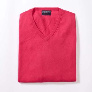 Osborne Knitwear Trui met V hals - Katoen - Pink - 2XL