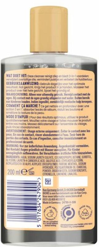 Bioré Houtskool Anti-Puistjes Cleanser - 4 x 200 ml - Voordeelverpakking